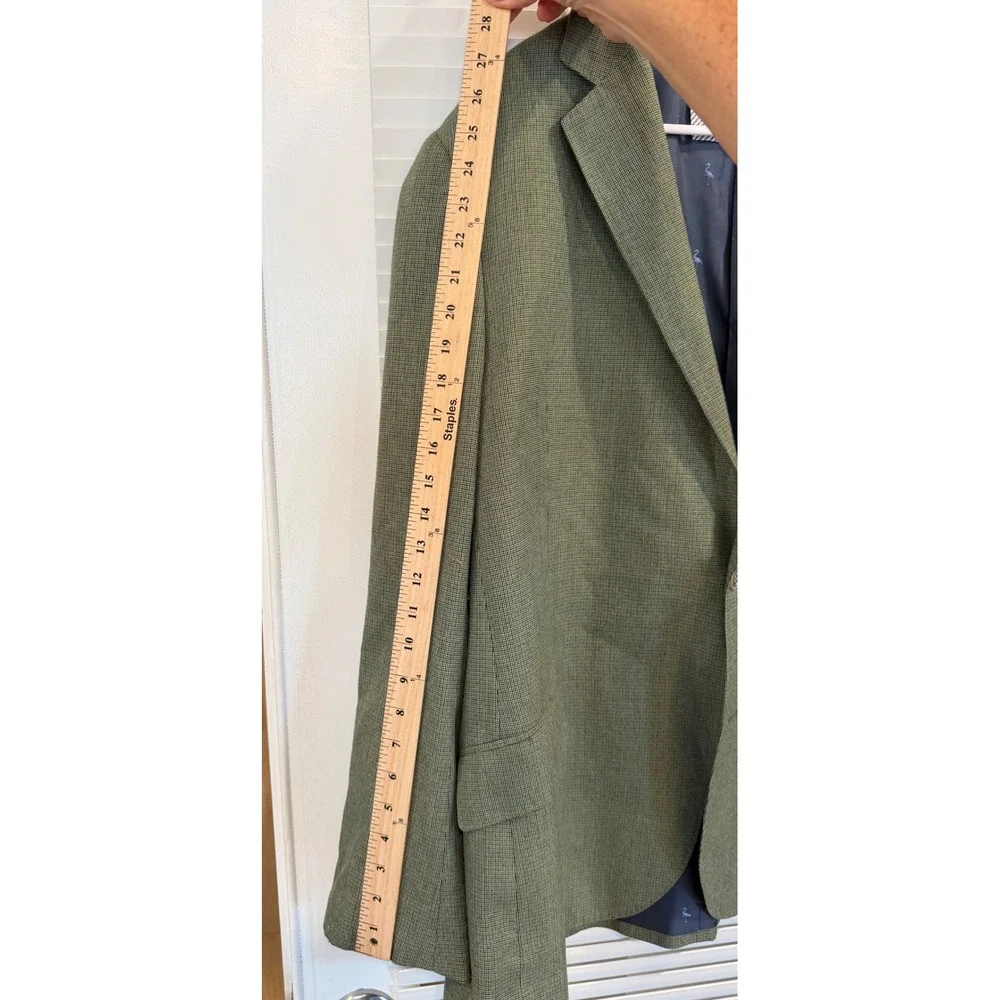 Tailorbyrd Collection Mens 46L Green Micro Check Blazer Sport Coat Preppy READ